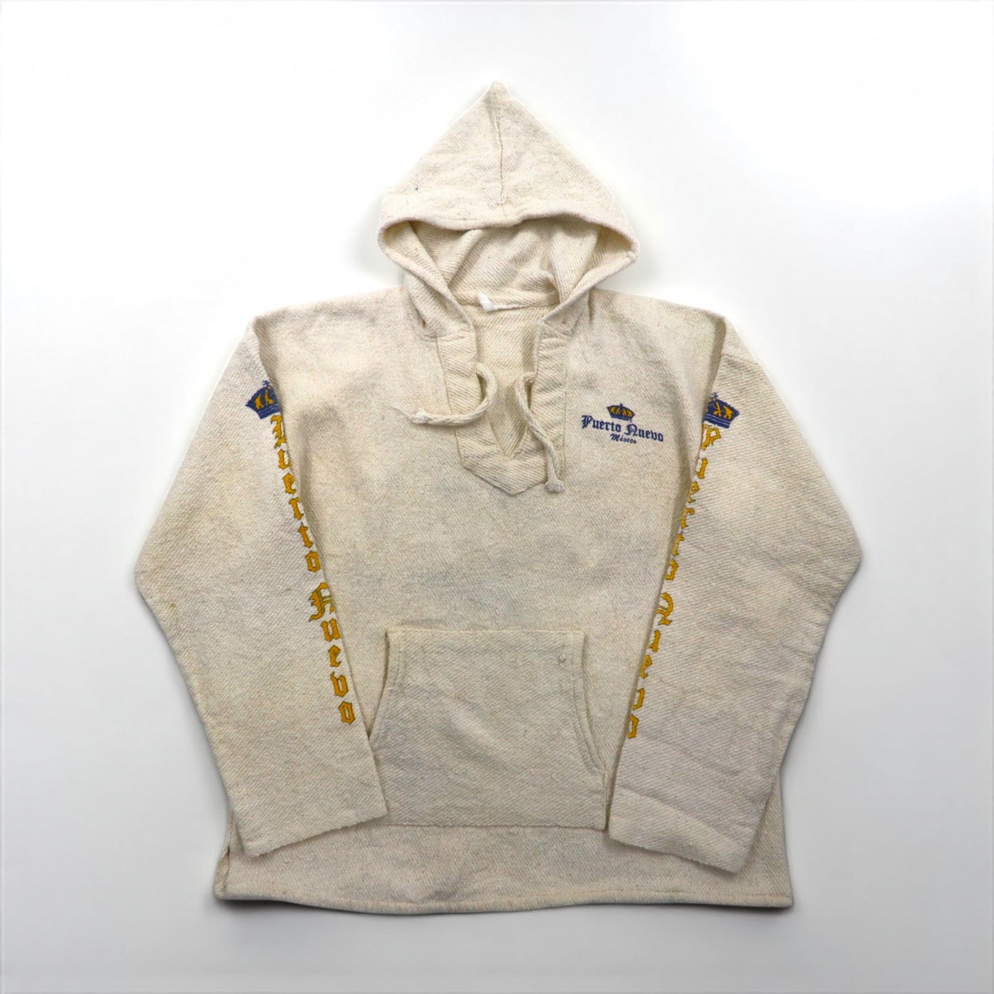 Vintage Mexican Baja Hoodie Corona メキシカン パーカー L ホワイト 袖 バックプリント Puerto Ruebo