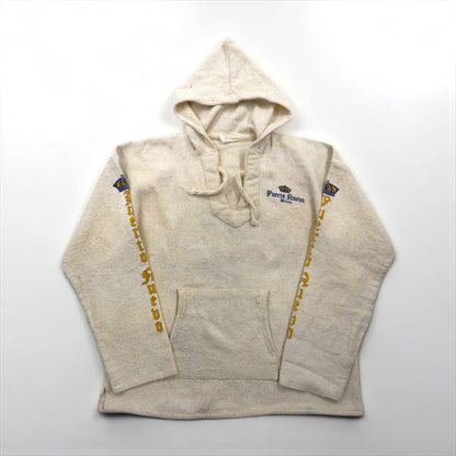 Vintage Mexican Baja Hoodie Corona メキシカン パーカー L ホワイト 袖 バックプリント Puerto Ruebo
