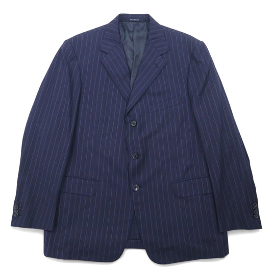 Ermenegildo Zegna スイス製 3B テーラードジャケット L ネイビー ウール ストライプ