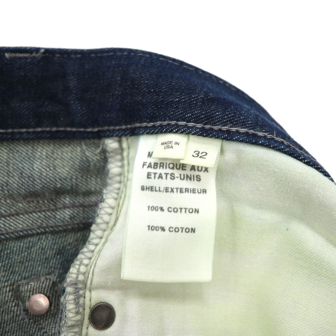 HELMUT LANG USA-Made Rigid Denim Pants, Size M, Indigo, Blue, Button Fly, 706HM225