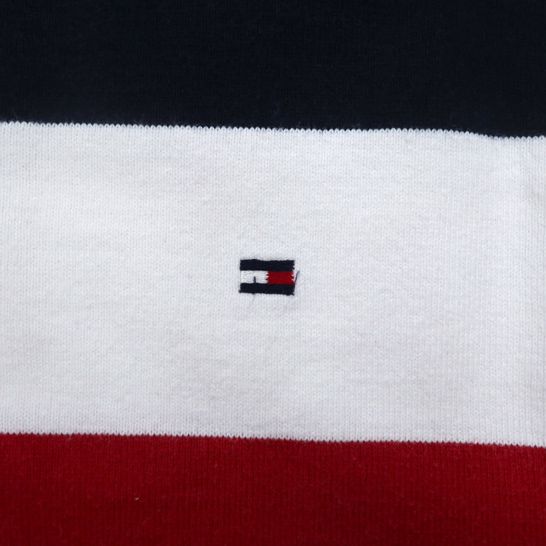 TOMMY HILFIGER Band Collar Rugby Shirt M Tricolor Border Henley Neck