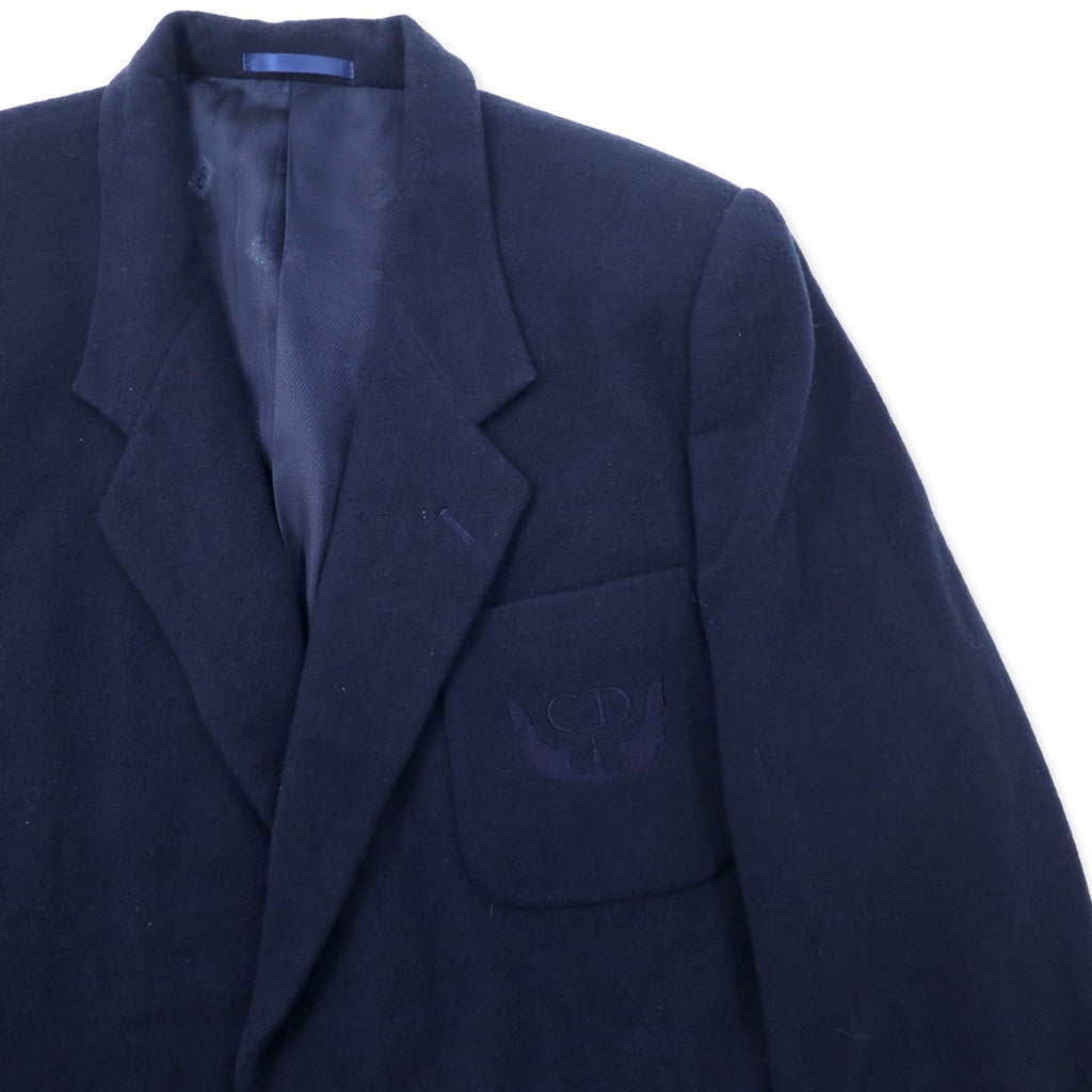 Christian Dior MONSIEUR Old 2B Tailored Jacket L Navy Lambswool One-point logo embroidery Made in Japan