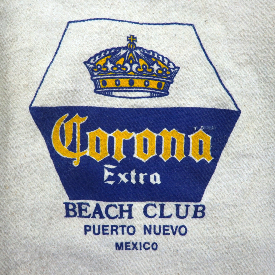Vintage Mexican Baja Hoodie Corona, Large, White, Sleeves, Back Print, Puerto Ruebo