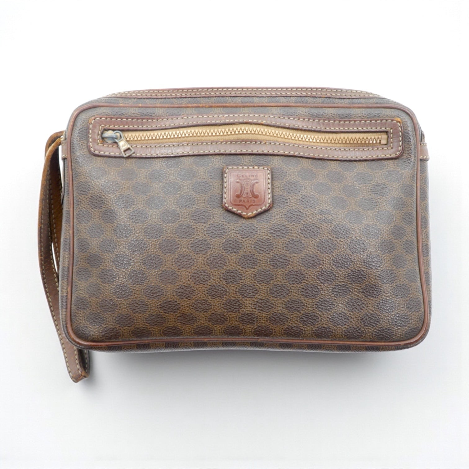 CELINE clutch bag brown leather Macadam pattern M07 Italy Made – 日本然リトテ