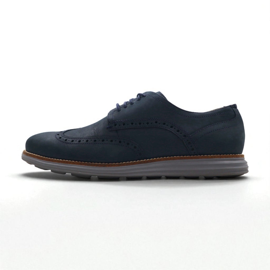 COLE HAAN ORIGINAL GRAND Nubuck Leather Shoes, Size 28cm, Navy, Wingtip Cushion, C26473