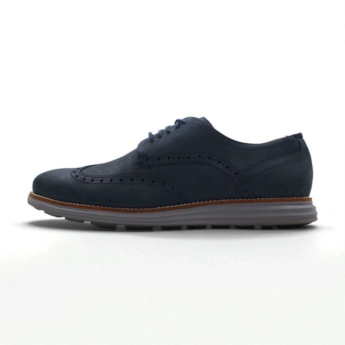 COLE HAAN ORIGINAL GRAND Nubuck Leather Shoes, Size 28cm, Navy, Wingtip Cushion, C26473