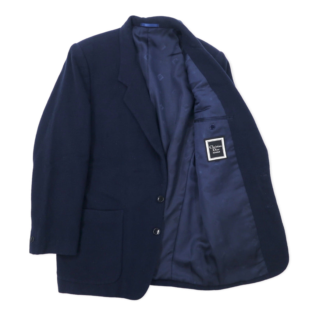 Christian Dior MONSIEUR Old 2B Tailored Jacket L Navy Lambswool One-point logo embroidery Made in Japan