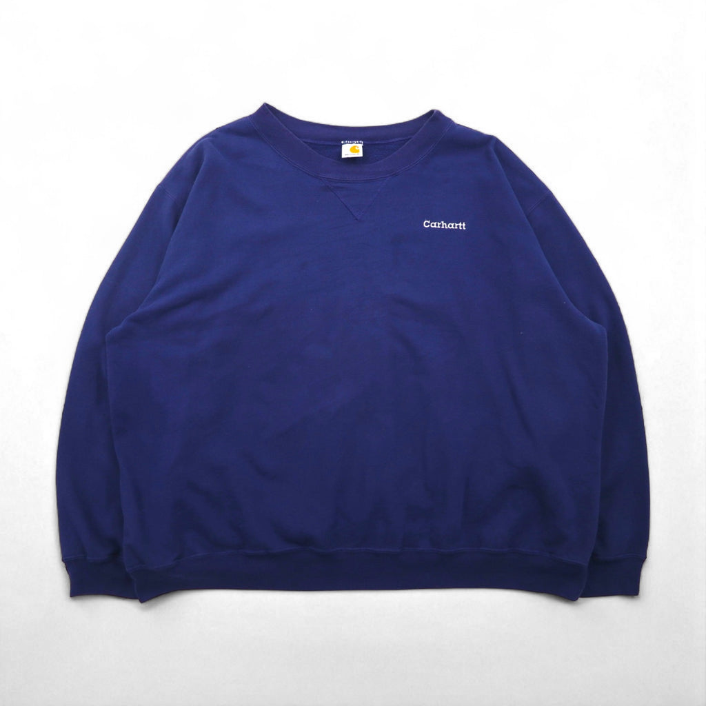Carhartt Crew Neck V-Neck Sweatshirt, Size 2XL, Navy, Cotton