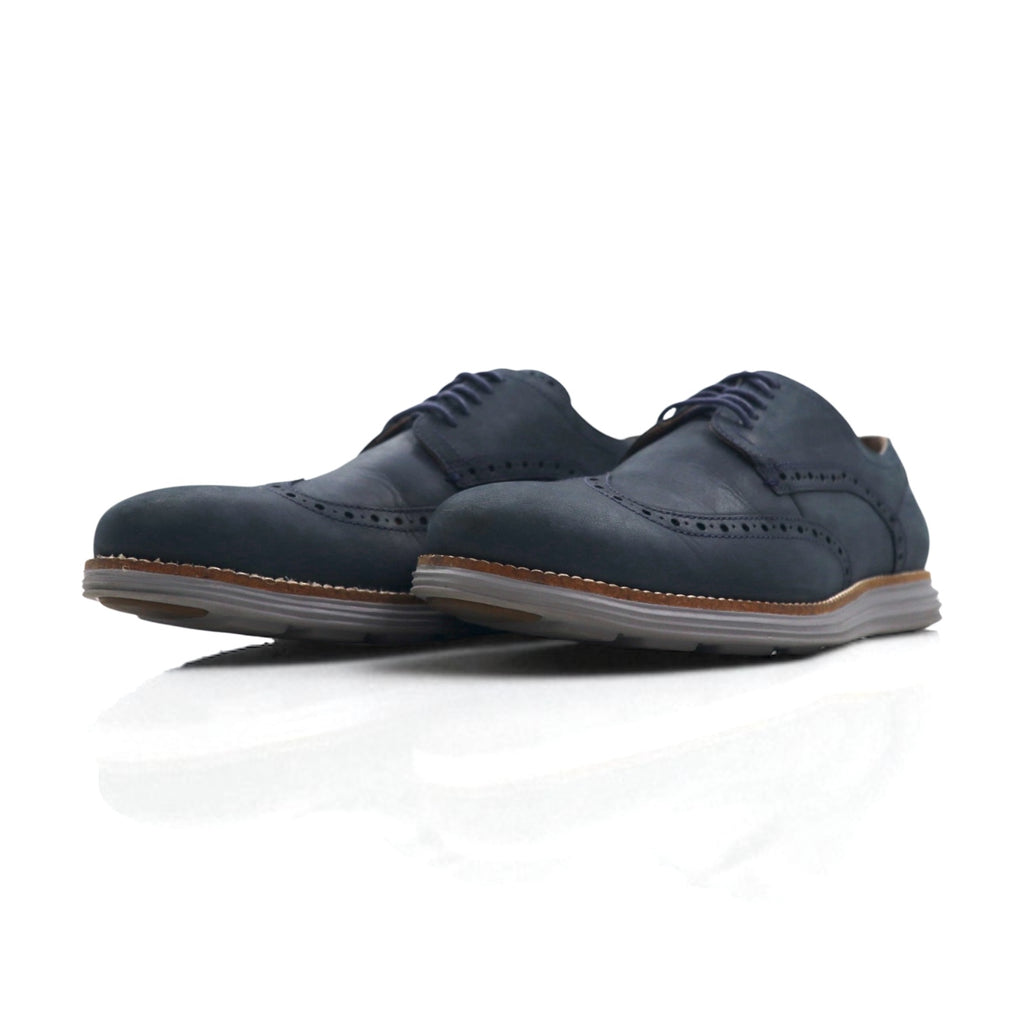 COLE HAAN ORIGINAL GRAND Nubuck Leather Shoes, Size 28cm, Navy, Wingtip Cushion, C26473