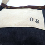 SLOW denim shoulder bag in blue with leather inserts and canvas