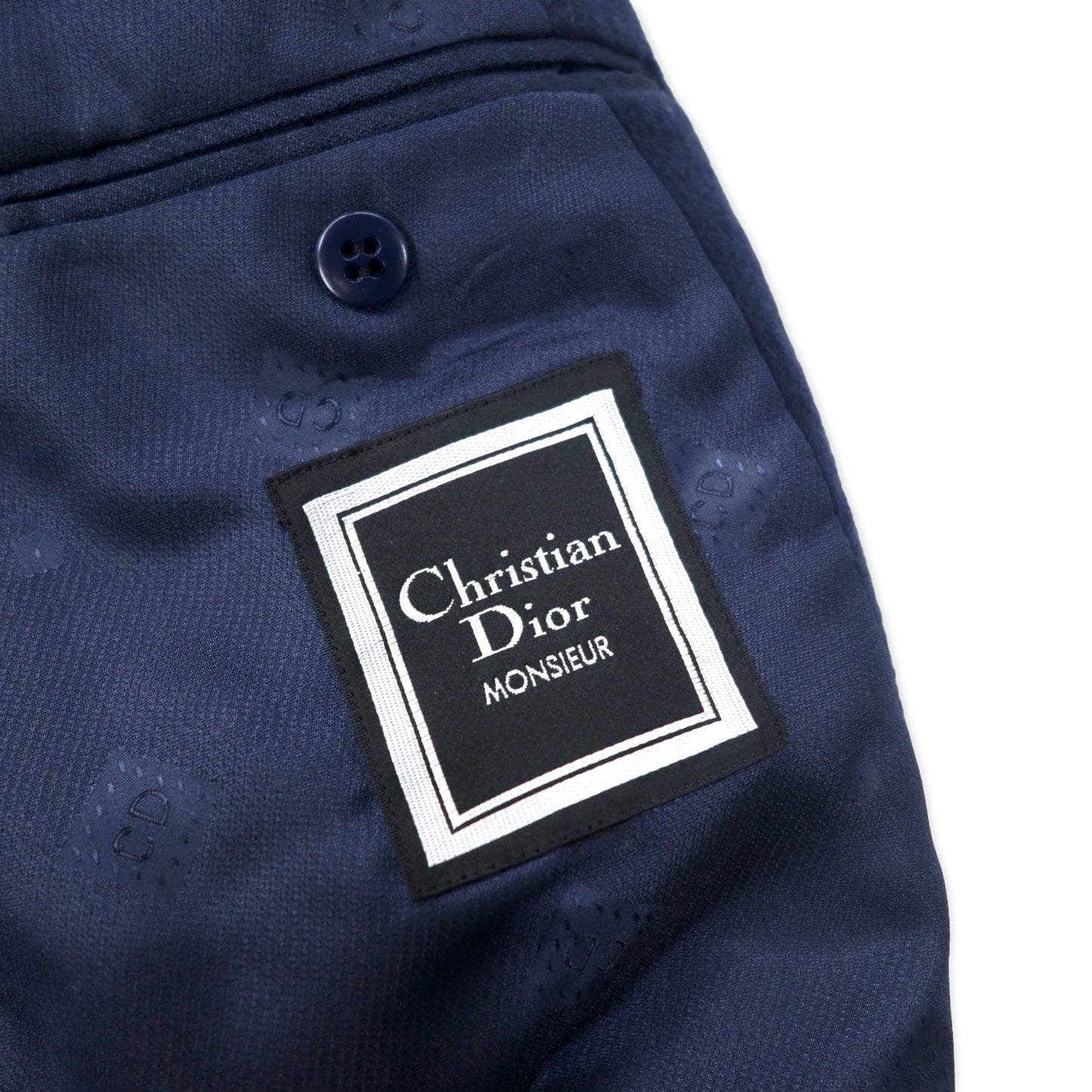 Christian Dior MONSIEUR オールド 2B テーラードジャケット L ネイビー ラムウール ワンポイントロゴ刺繍 日本製