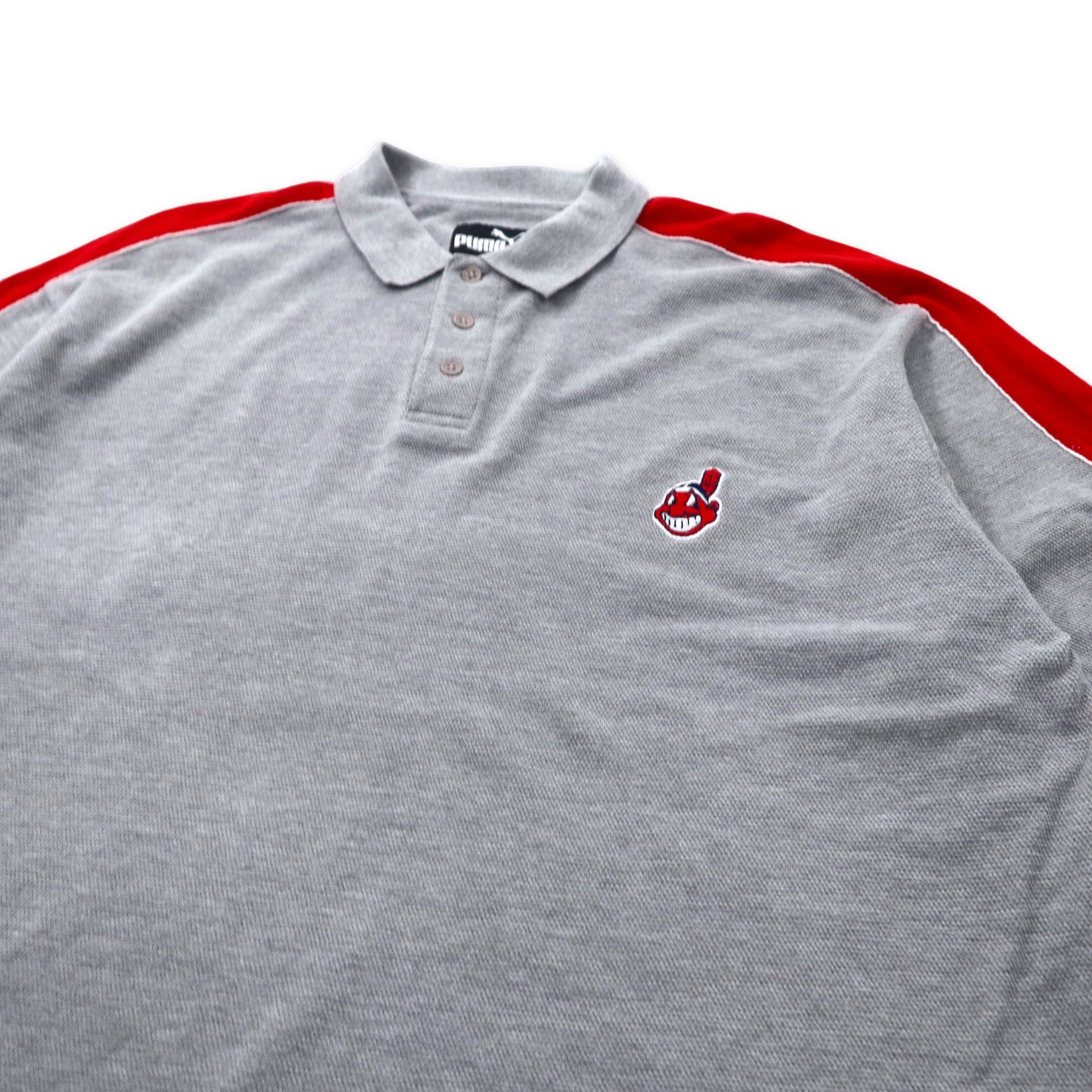 PUMA MLB インディアンス ポロシャツ 2XL グレー コットン Cleveland Indians サイドライン ビッグサイズ