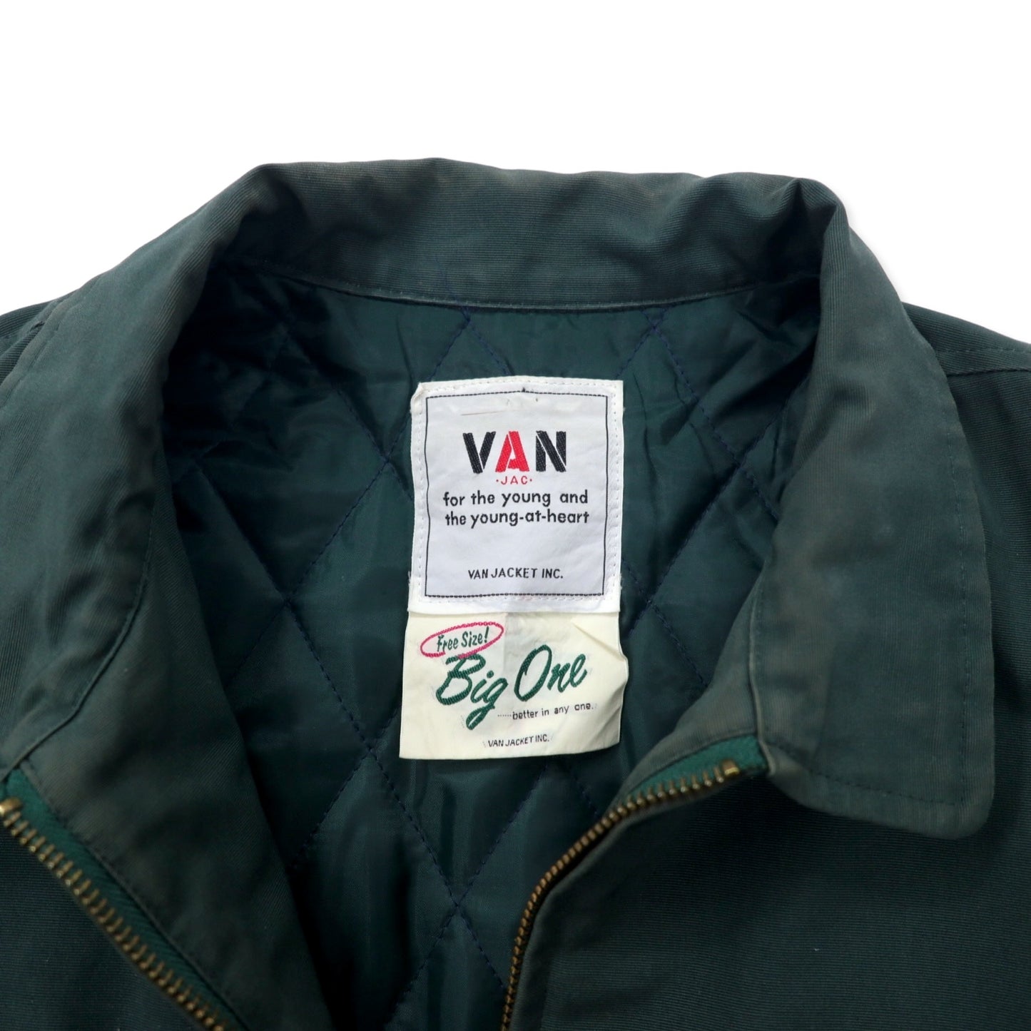 VAN -JAC- スウィングトップ FREE グリーン コットン 中綿 キルティングライナー バックロゴプリント