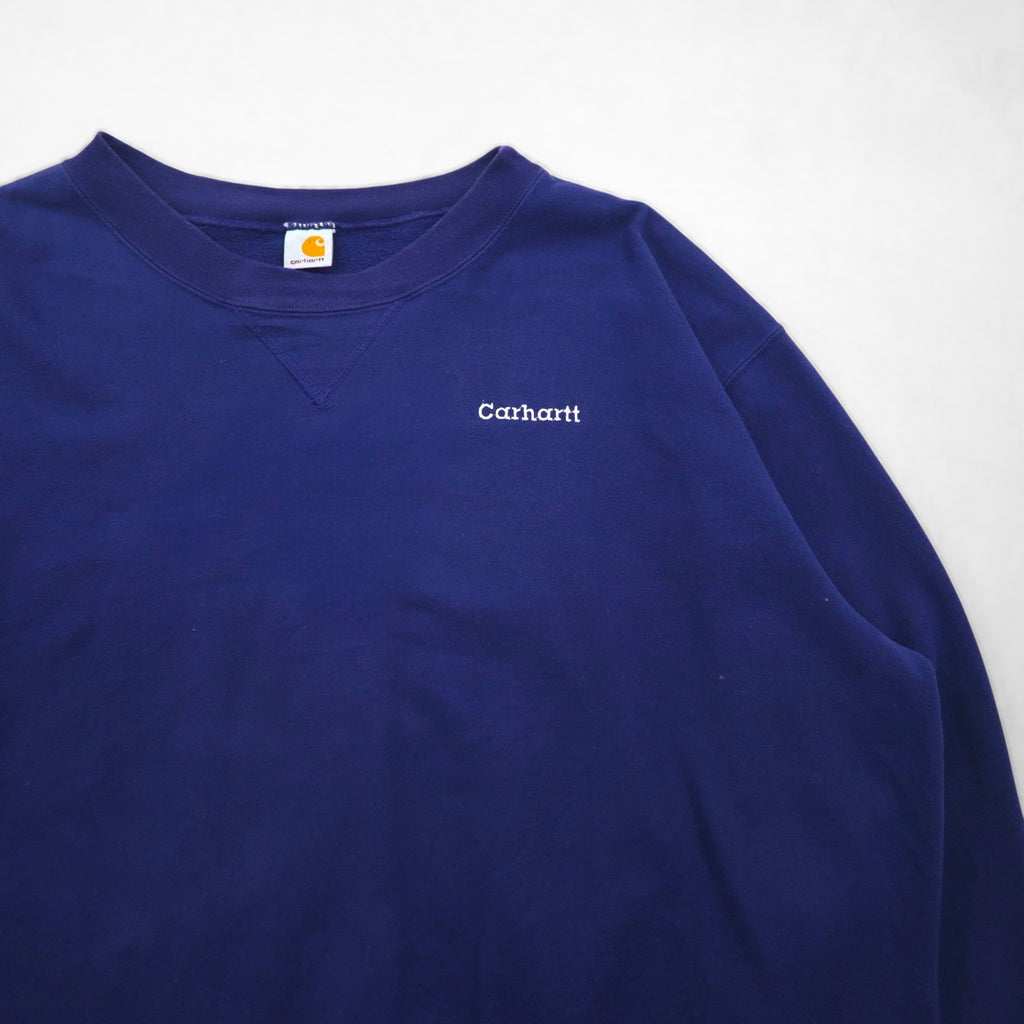 Carhartt Crew Neck V-Neck Sweatshirt, Size 2XL, Navy, Cotton