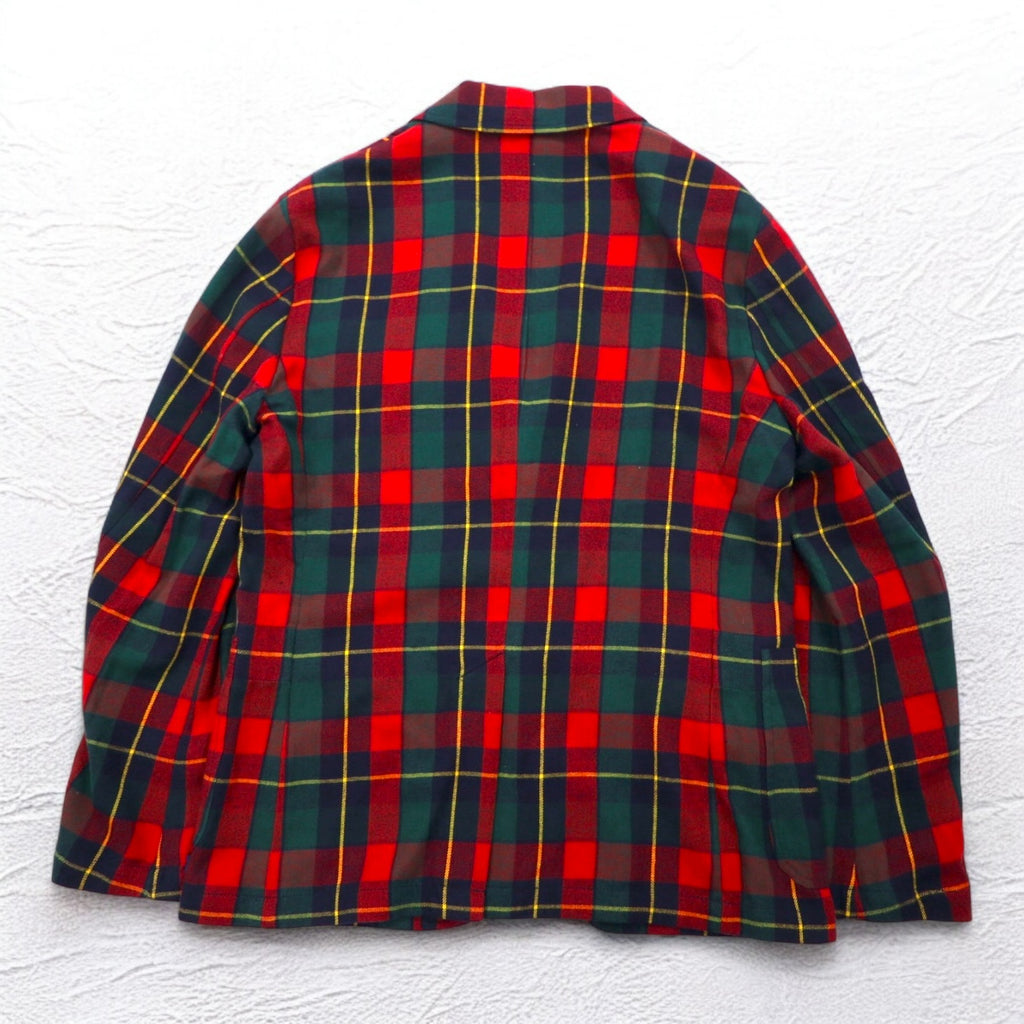 POLO RALPH LAUREN タータンチェック 3B フランネル テーラードジャケット L レッド コットン