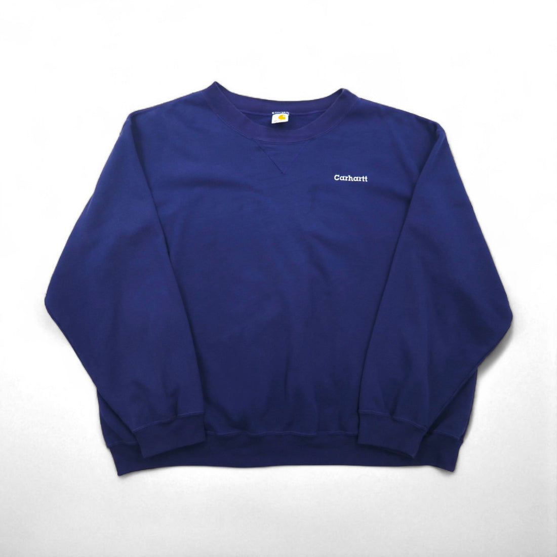 Carhartt Crew Neck V-Neck Sweatshirt, Size 2XL, Navy, Cotton