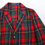 POLO RALPH LAUREN タータンチェック 3B フランネル テーラードジャケット L レッド コットン