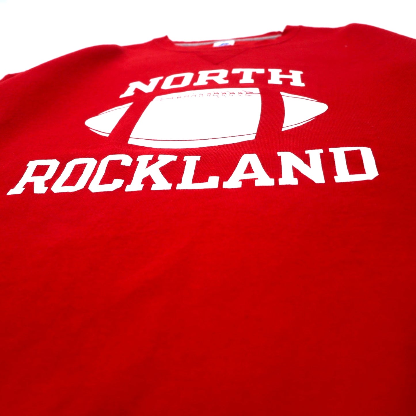 RUSSELL ATHLETIC カレッジ プリント スウェット XXL レッド コットン 裏起毛 前V NCAA フットボール NORTH ROCKLAND ビッグサイズ