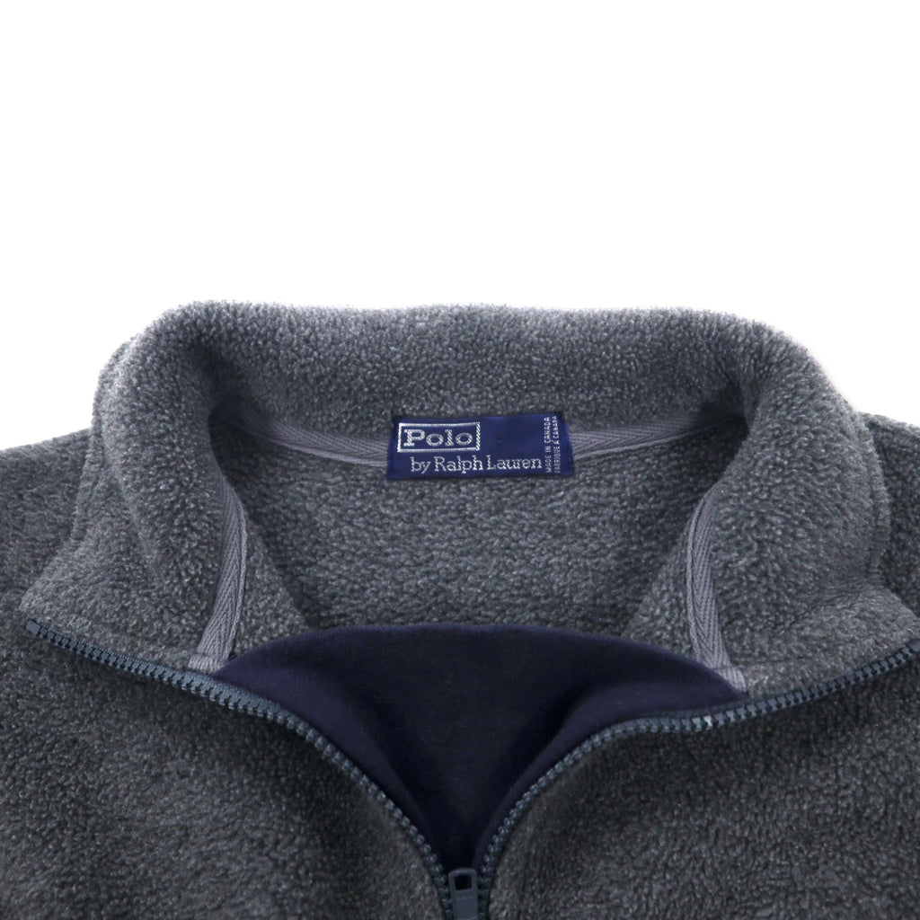 Polo by Ralph Lauren Canadian made half-zip fleece jacket, L, grey, polyester