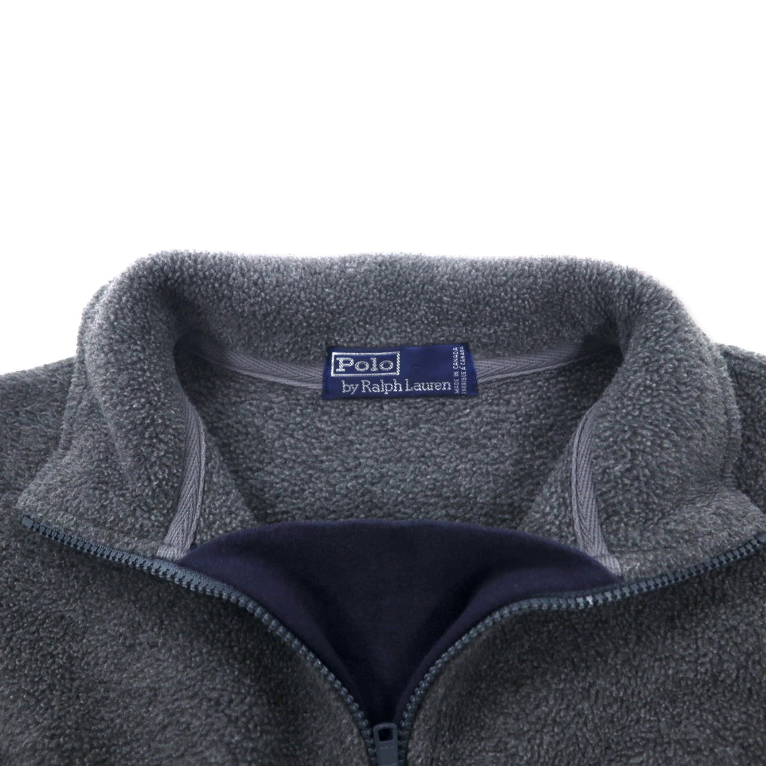 Polo by Ralph Lauren Canadian made half-zip fleece jacket, L, grey, polyester