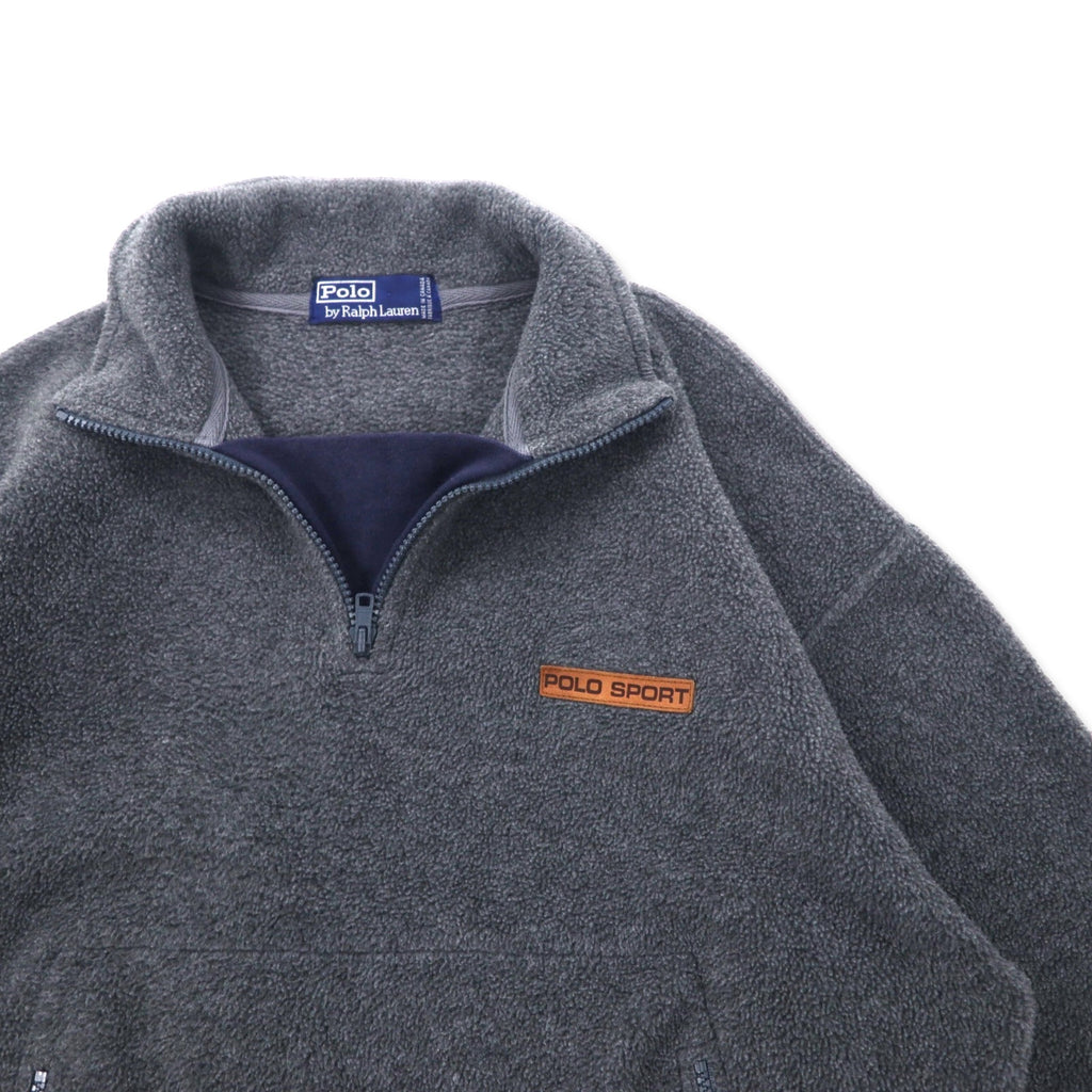 Polo by Ralph Lauren Canadian made half-zip fleece jacket, L, grey, polyester
