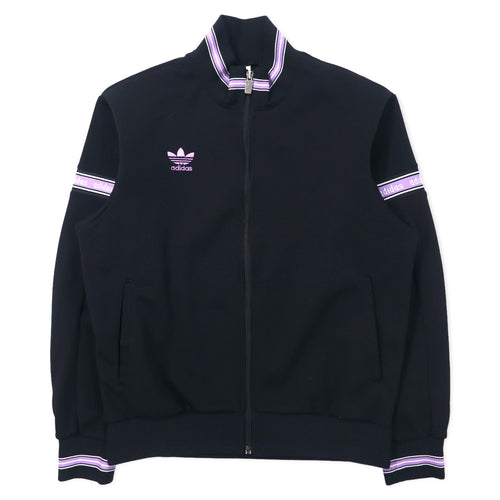 日本然リトテ-古着オンライン-adidas 90年代 デサント社製 トラックジャケット ジャージ M ブラック ポリエステル トレフォイルロゴ 日本製-adidas 90's Descente Made Track Jacket Jersey M Black Polyester Trefoil Logo Japan Made
