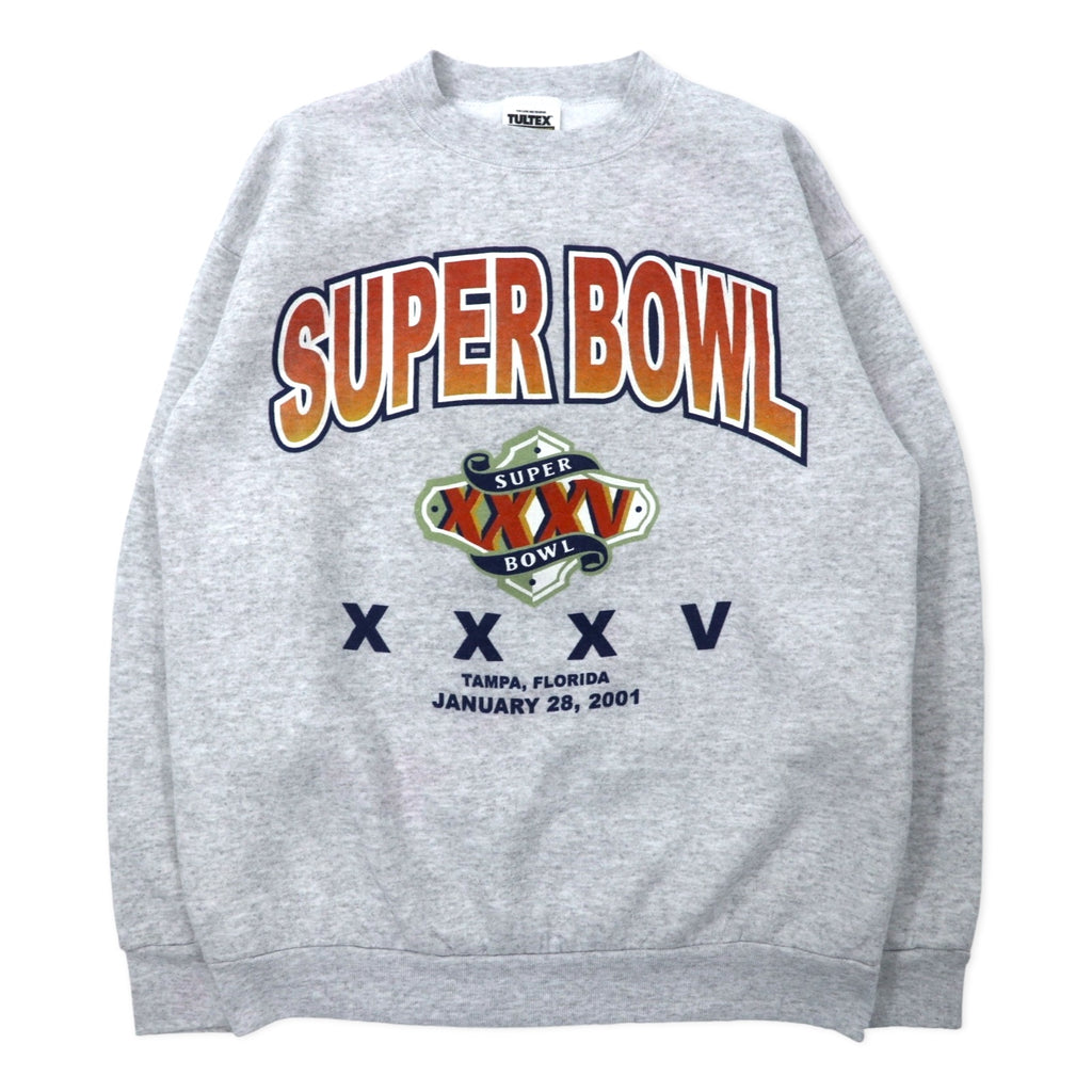 日本然リトテ-古着オンライン-TULTEX 00年代 プリント スウェット M グレー コットン 裏起毛 SUPER BOWL メキシコ製-TULTEX 00's Print Sweatshirt M Gray Cotton brushed lining SUPER BOWL Mexico Made
