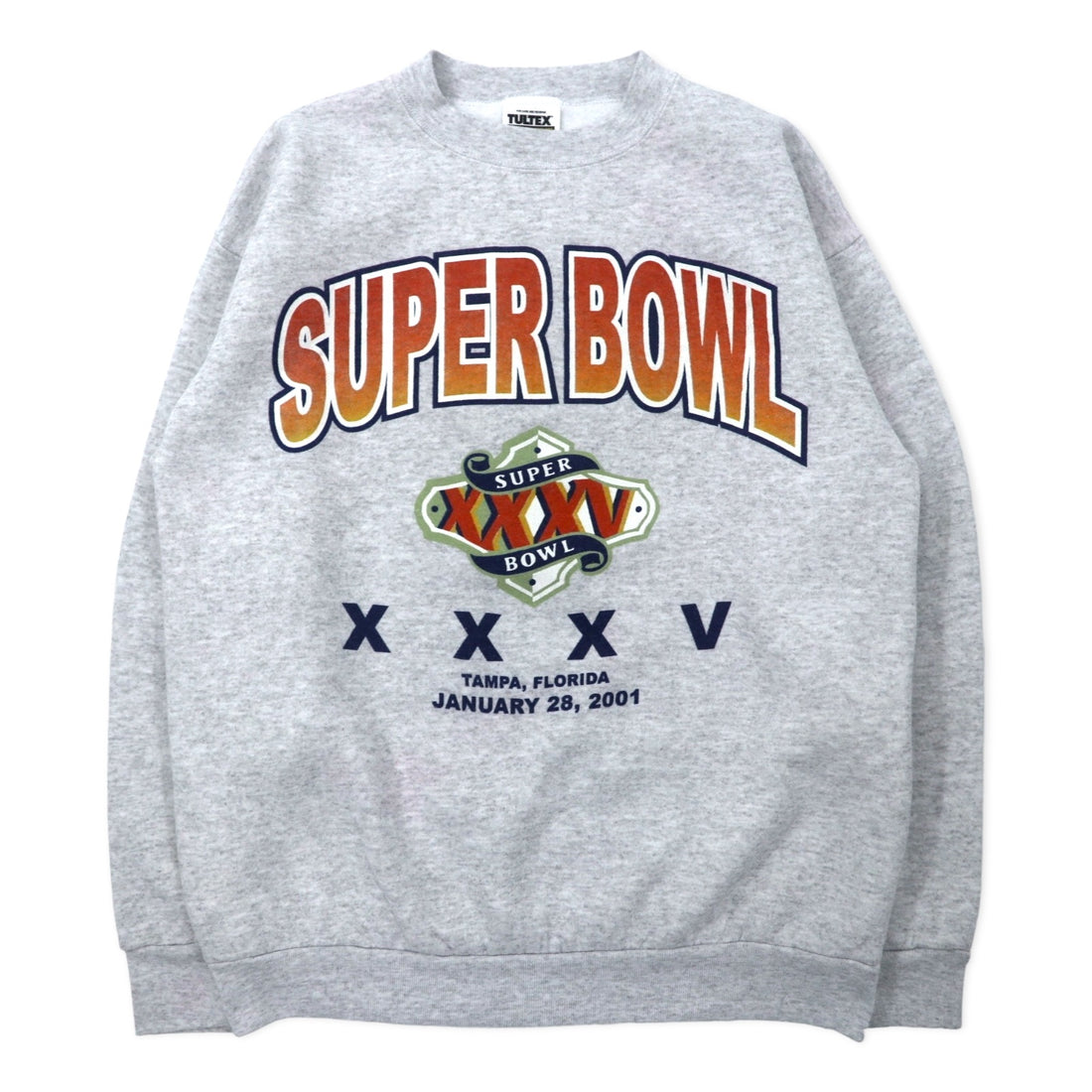 日本然リトテ-古着オンライン-TULTEX 00年代 プリント スウェット M グレー コットン 裏起毛 SUPER BOWL メキシコ製-TULTEX 00's Print Sweatshirt M Gray Cotton brushed lining SUPER BOWL Mexico Made