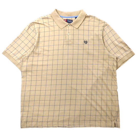 CHAPS ポロシャツ XXL ベージュ チェック コットン ワンポイントロゴ ビッグサイズ
