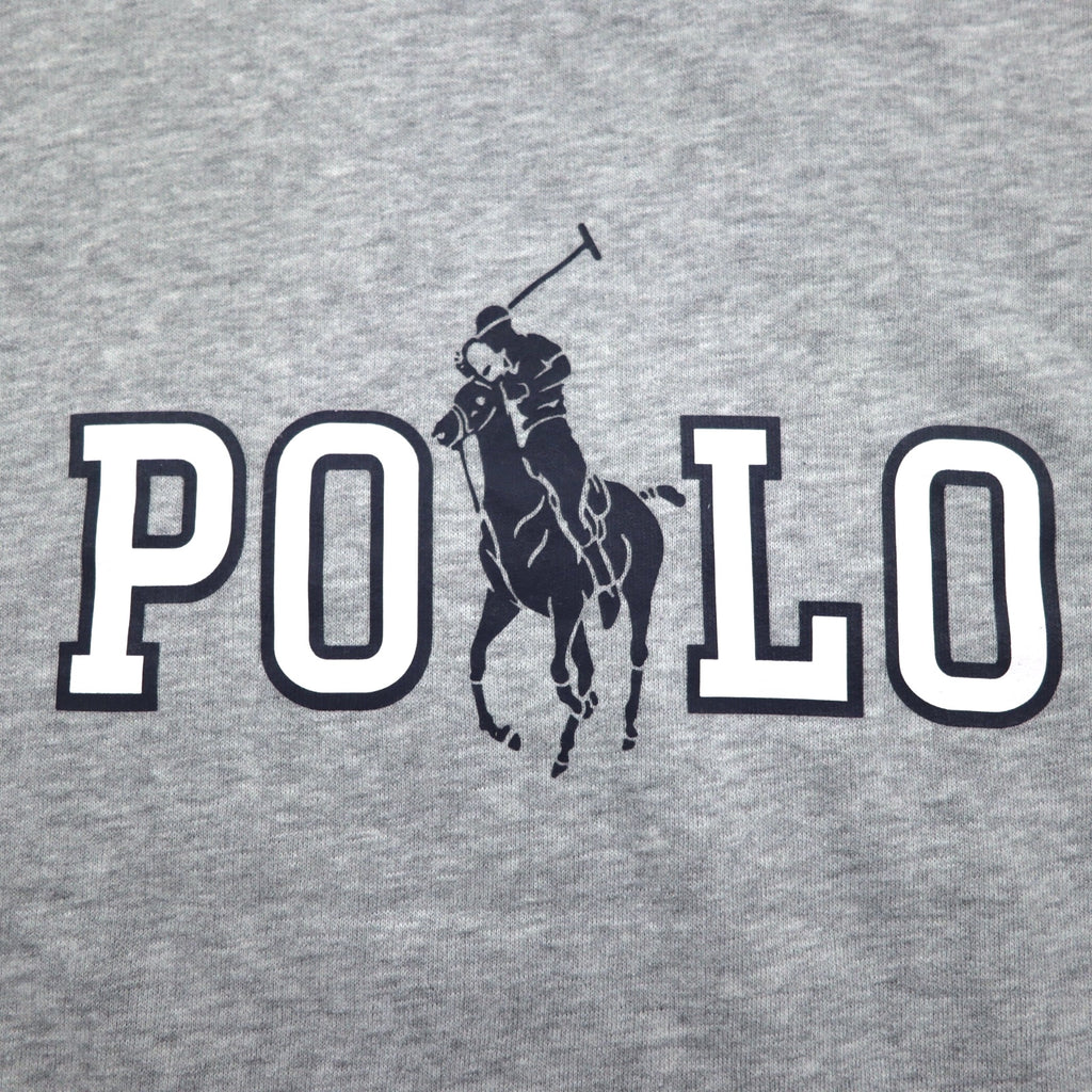 POLO RALPH LAUREN Big Pony Logo Print Sweatshirt M Gray Cotton