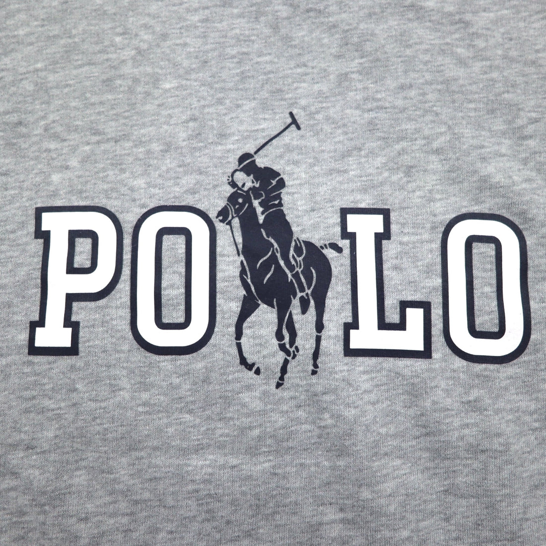 POLO RALPH LAUREN Big Pony Logo Print Sweatshirt M Gray Cotton