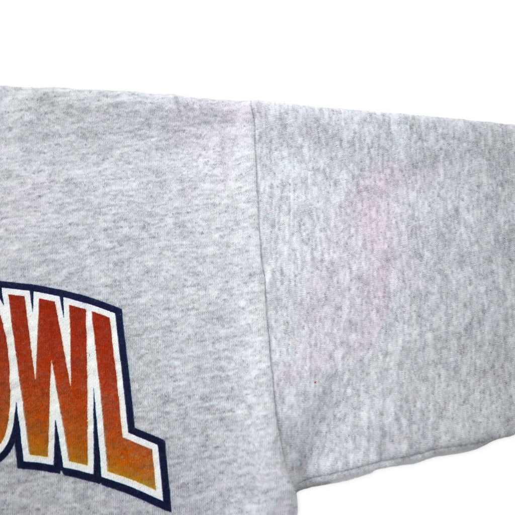 TULTEX 00s Printed Sweatshirt M Grey Cotton Fleece Lining SUPER BOWL Made in Mexico
