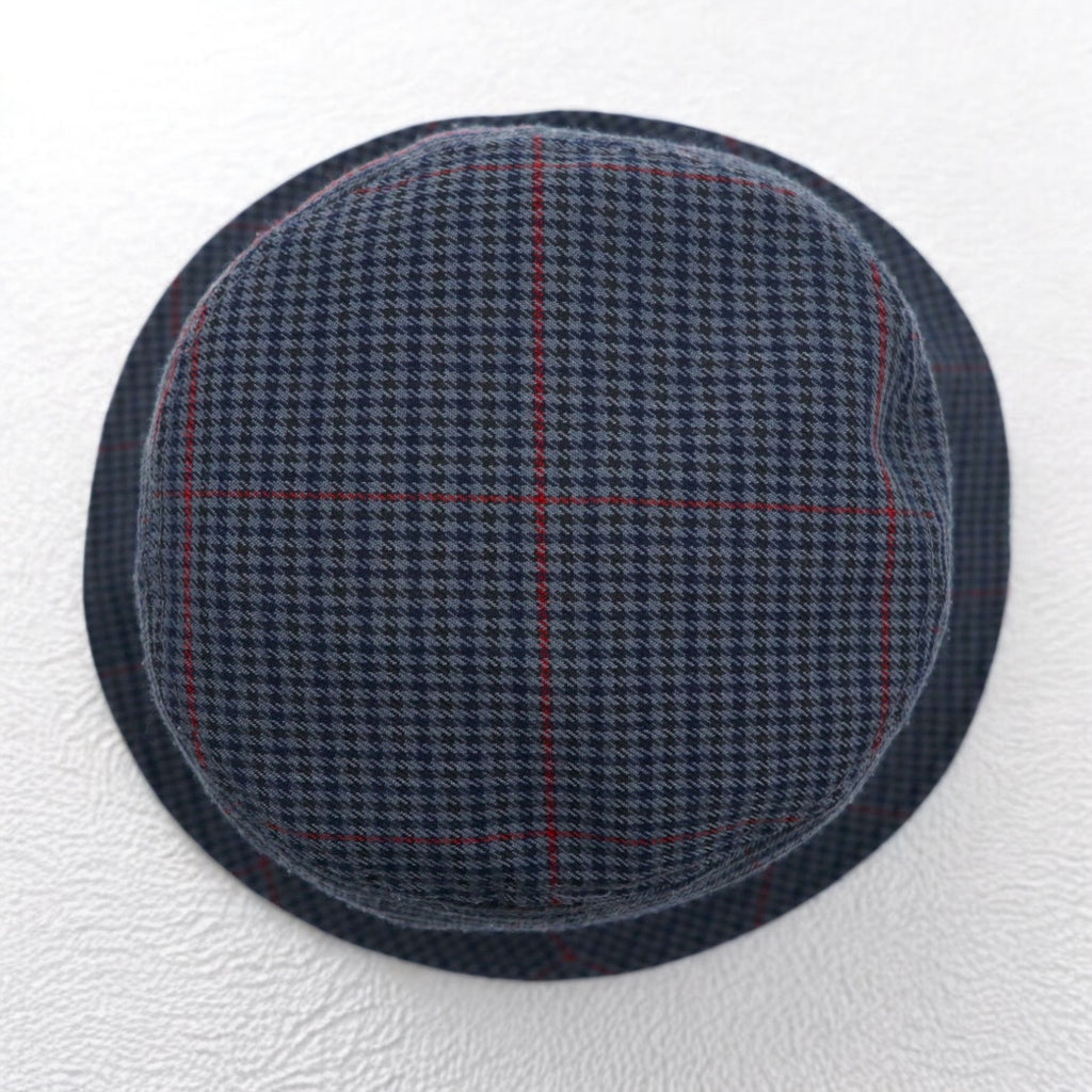 stussy バケットハット L/XL グレー 千鳥格子 チェック ストックロゴ 刺繍 Big Logo Check Bucket Hat