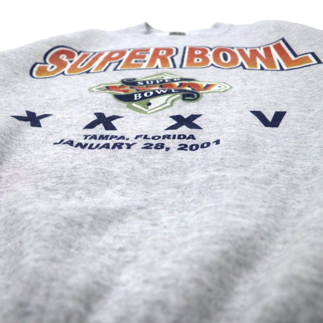 TULTEX 00s Printed Sweatshirt M Grey Cotton Fleece Lining SUPER BOWL Made in Mexico
