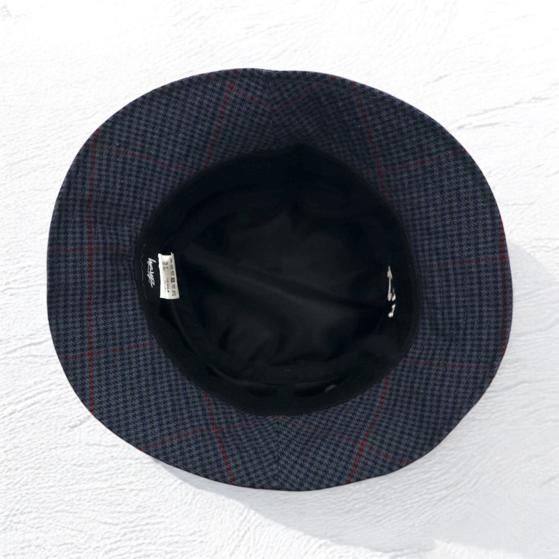 stussy バケットハット L/XL グレー 千鳥格子 チェック ストックロゴ 刺繍 Big Logo Check Bucket Hat