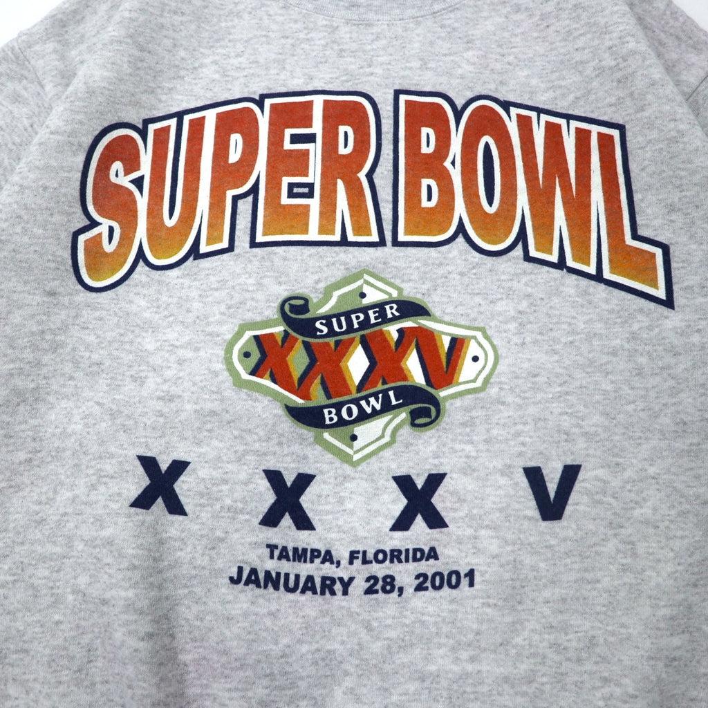 TULTEX 00s Printed Sweatshirt M Grey Cotton Fleece Lining SUPER BOWL Made in Mexico