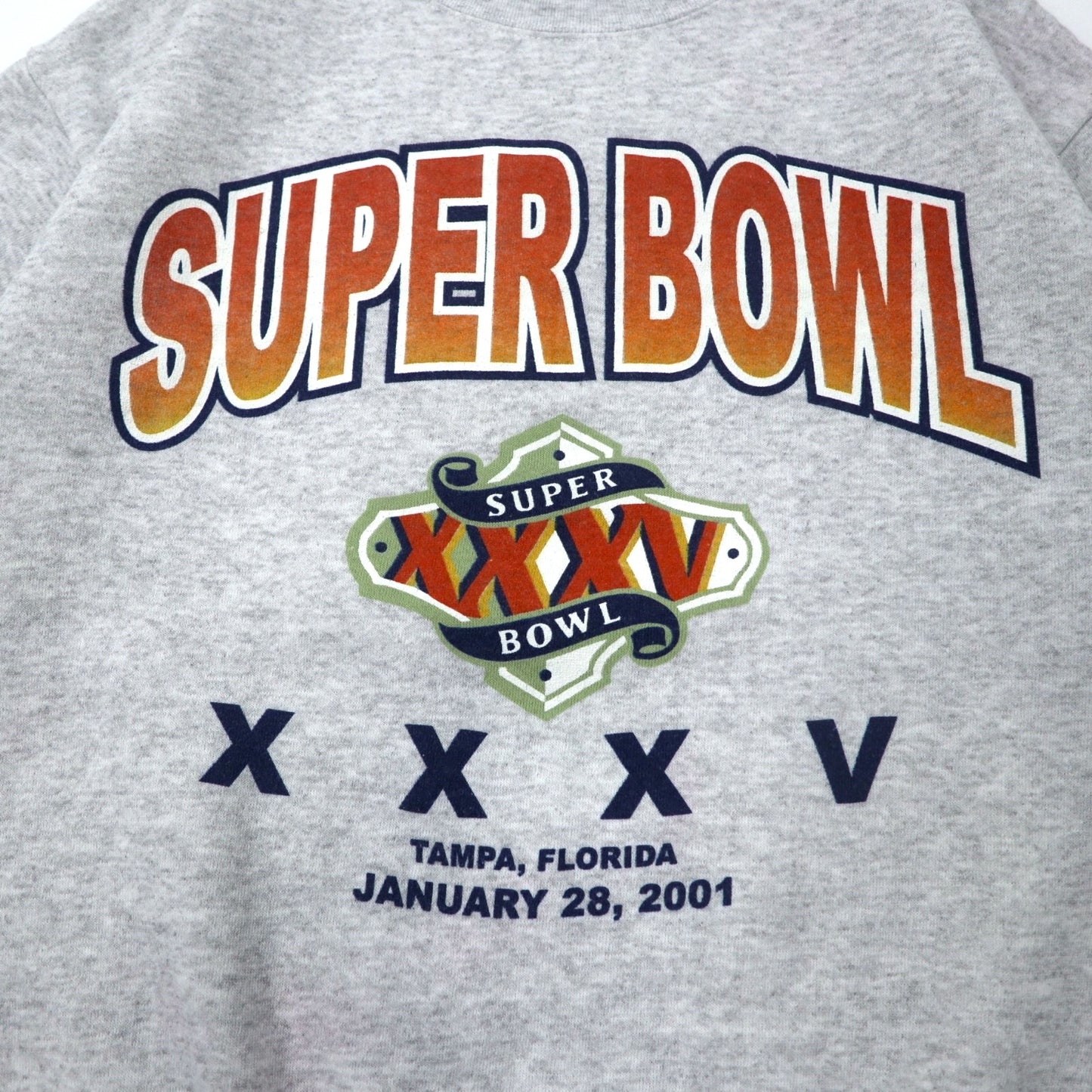 TULTEX 00年代 プリント スウェット M グレー コットン 裏起毛 SUPER BOWL メキシコ製