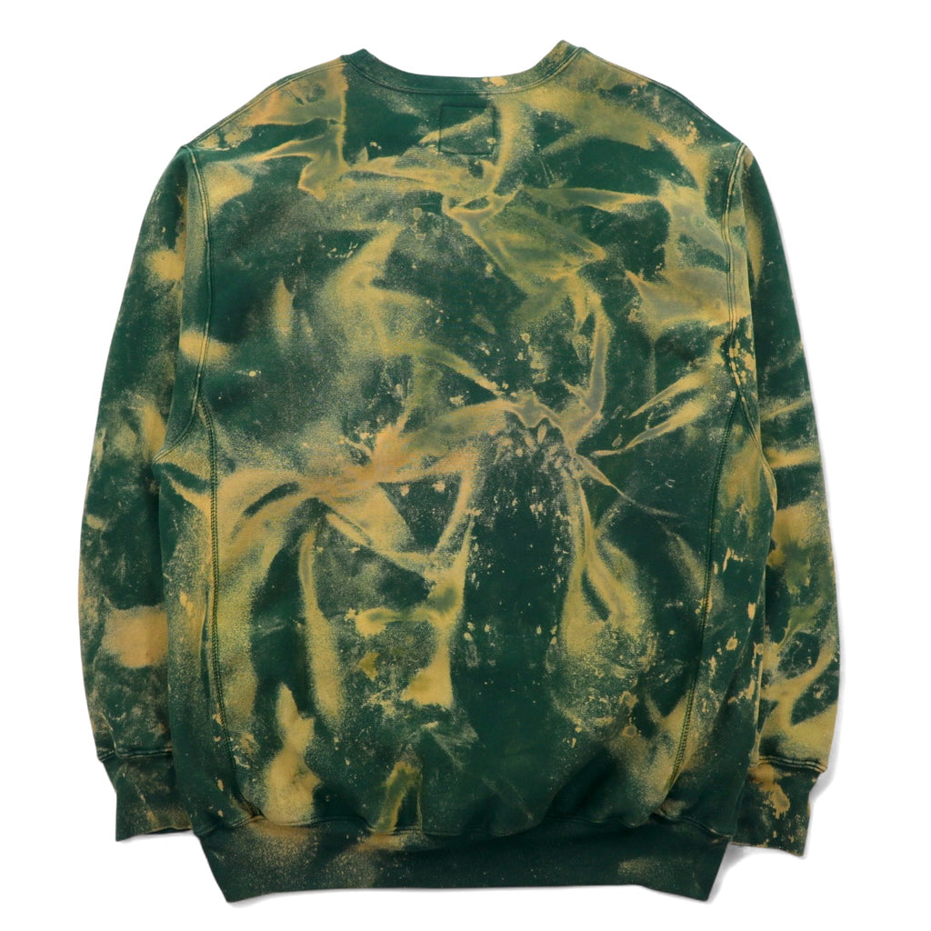 90s STEVE &amp; BARRY'S Reverse Weave Sweatshirt XL Green Cotton Tie-dye Fleece-lined College WRIGHT STATE Arch Logo
