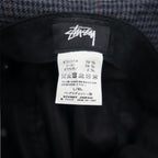 stussy バケットハット L/XL グレー 千鳥格子 チェック ストックロゴ 刺繍 Big Logo Check Bucket Hat