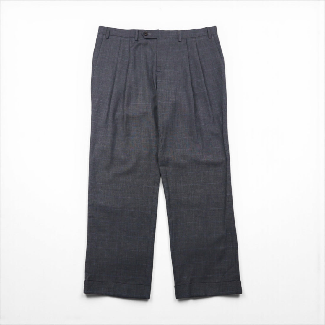 Ralph Lauren 90年代 2タック ワイド スラックス パンツ L グレー チェック ウォッシャブル プリーツ