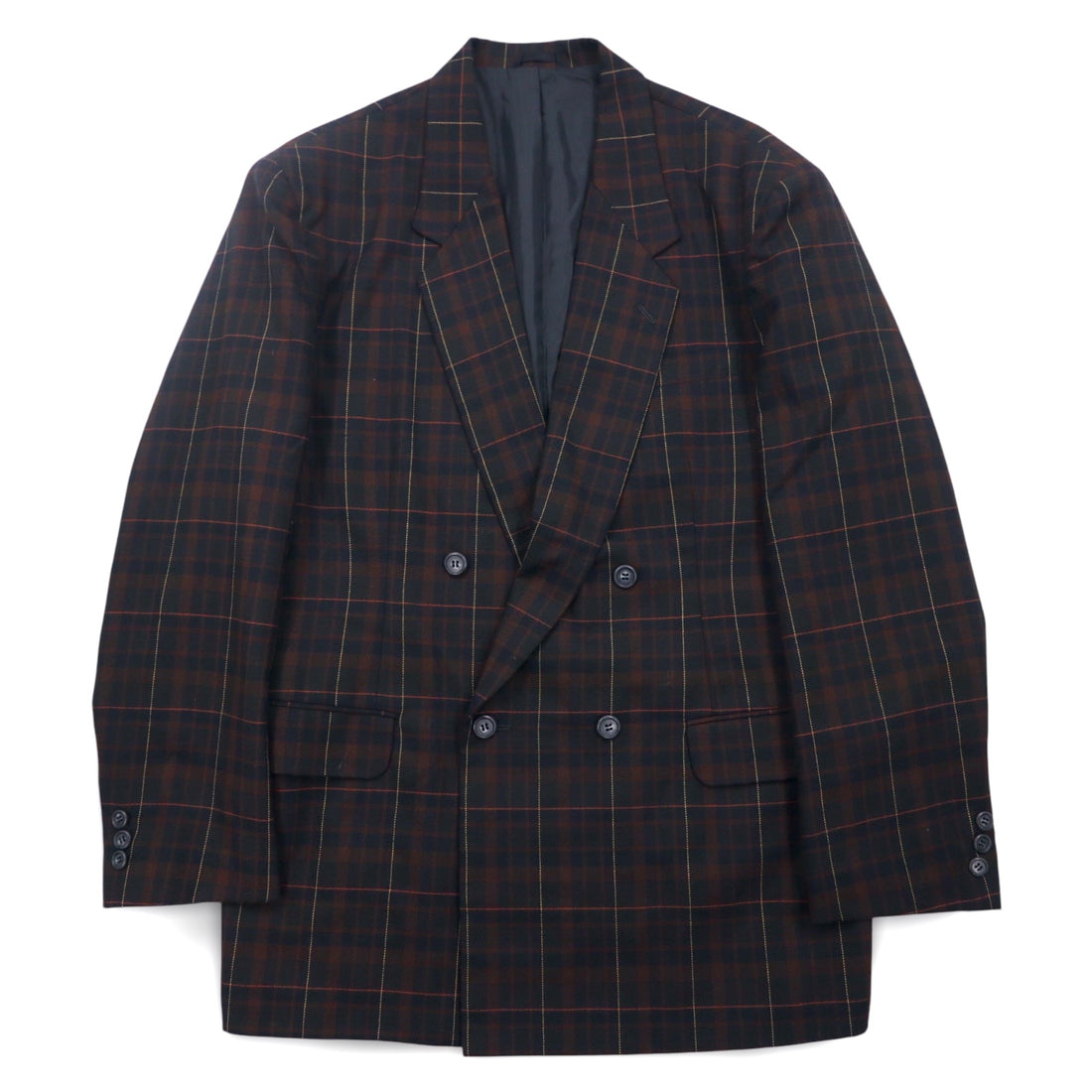 Vintage 90s Japan Made Double-Breasted Blazer Double-breasted Tailored Jacket Blazer L Check