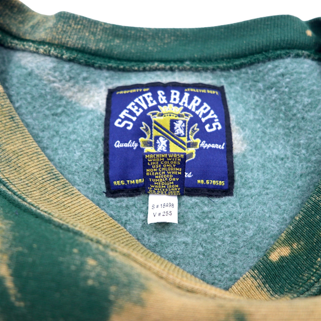 90s STEVE &amp; BARRY'S Reverse Weave Sweatshirt XL Green Cotton Tie-dye Fleece-lined College WRIGHT STATE Arch Logo