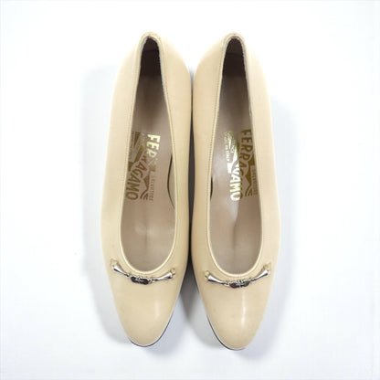 SALVATORE FERRAGAMO ヒール パンプス 22cm ベージュ レザー イタリア製