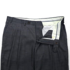 Ralph Lauren 90s Two-Puck Wide Leg Slacks, Size L, Gray Check, Washable Pleats
