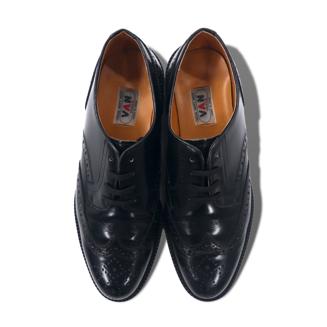 VAN SHOES Wingtip Dress Shoes 27cm Black Leather Medallion Made in Japan