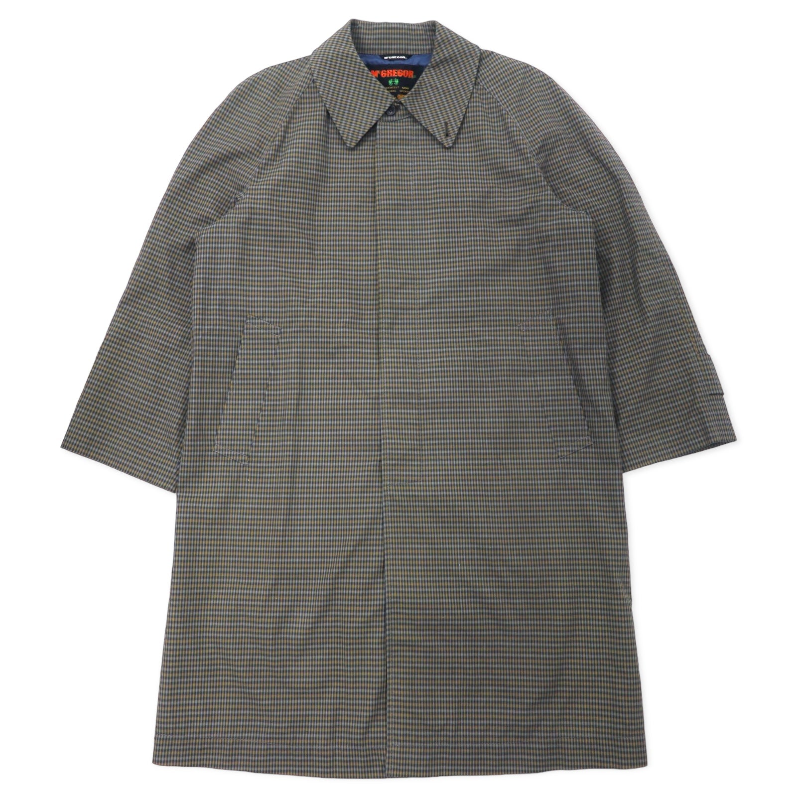 日本然リトテ-古着オンライン-McGREGOR 90年代 ステンカラーコート L グレー グレンチェック コットン 日本製-McGREGOR 90's COAT L Gray CHECKED Cotton Japan MADE
