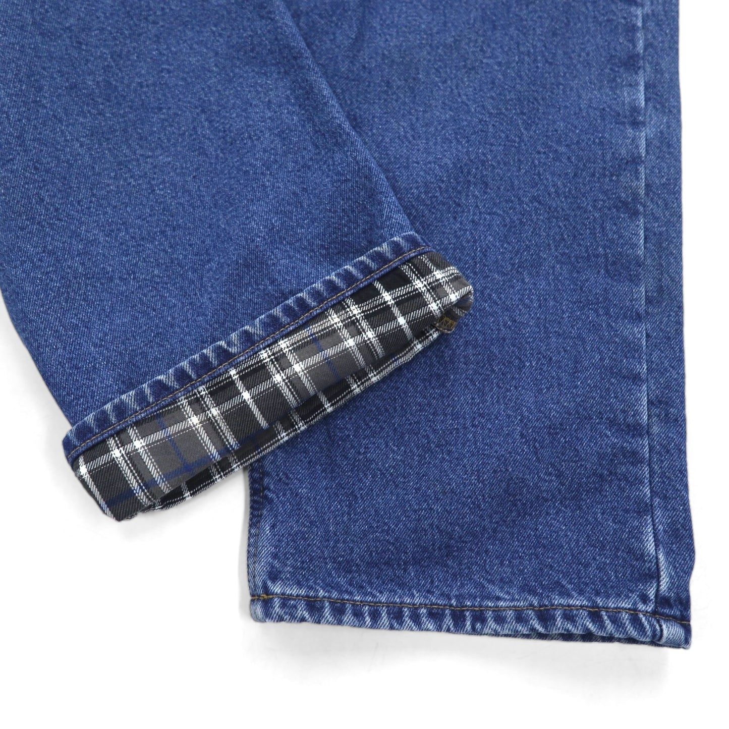 Carhartt Relaxed Fit Denim Pants with Flannel Lining, Size XL, Indigo and Blue Check Lining, B172 DST, Made in Mexico