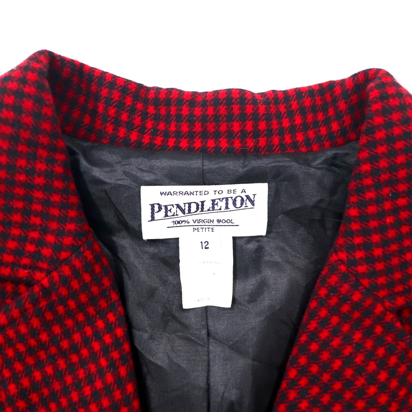 PENDLETON USA製 90年代 2B テーラードジャケット 12 レッド ガンクラブチェック ウール