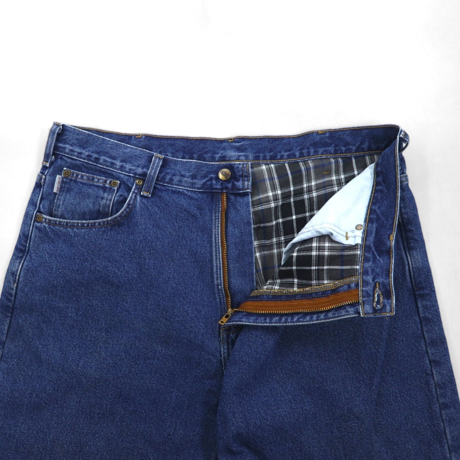 carhartt リラックスフィット RELAXED FIT ネルライナー デニムパンツ XL インディゴ ブルー 裏地 チェック B172 DST メキシコ製