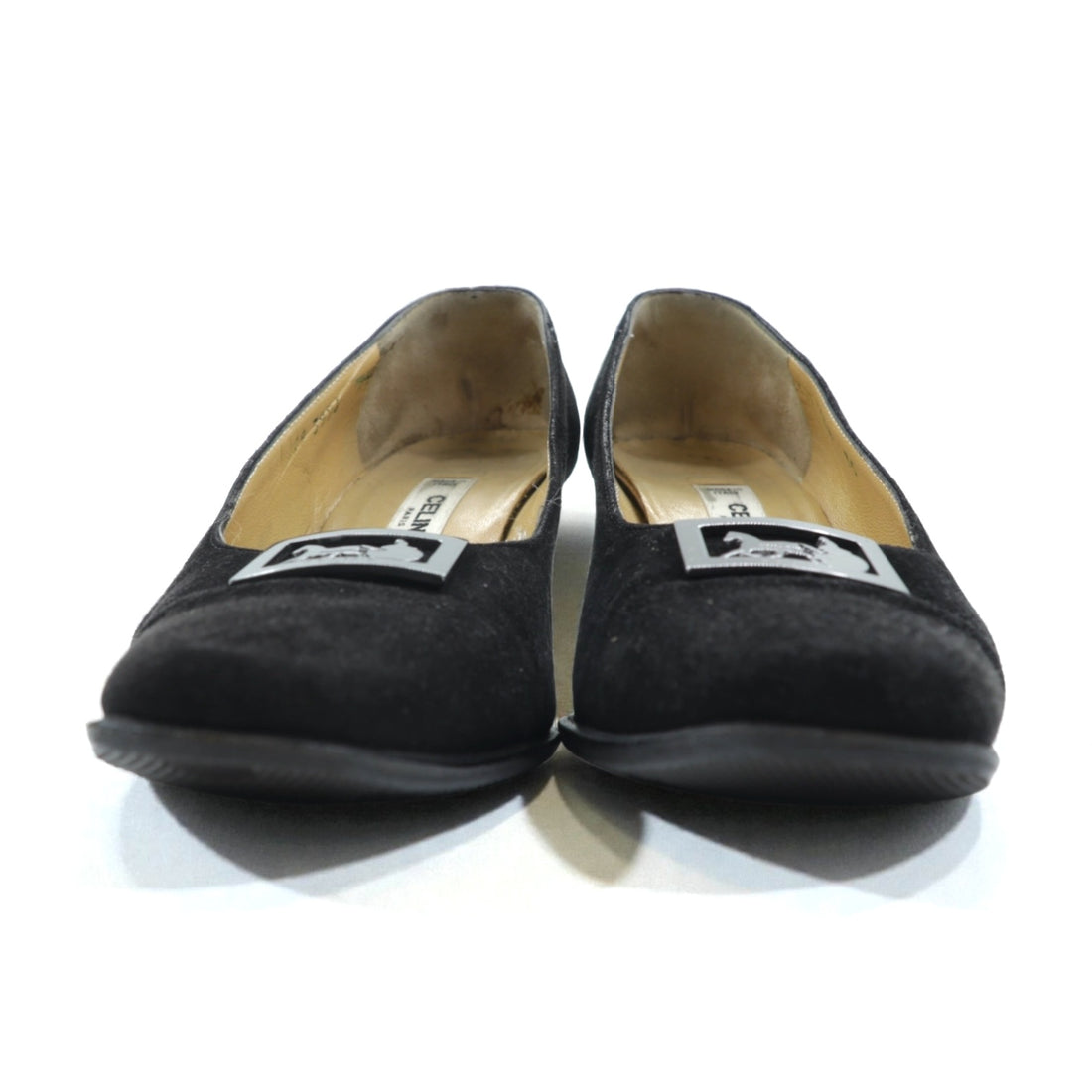 CELINE チャンキーヒールパンプス 22.5cm ブラック スエードレザー ハイヒール オールド イタリア製